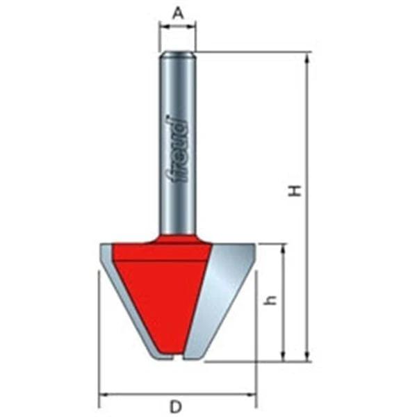 60 Degree Lettering Router Bit - 3/4" CL - Shank:1/2" - Diameter:1-1/8"